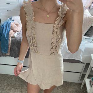 Tan Ruffle Detail Envelope Style Romper